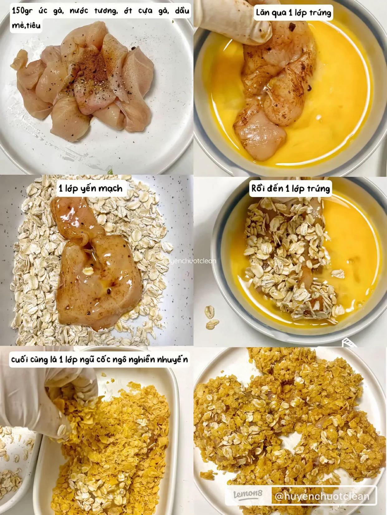 Gà rán healthy yến mạch ngũ cốc ngô giòn tan chỉ 15 phút