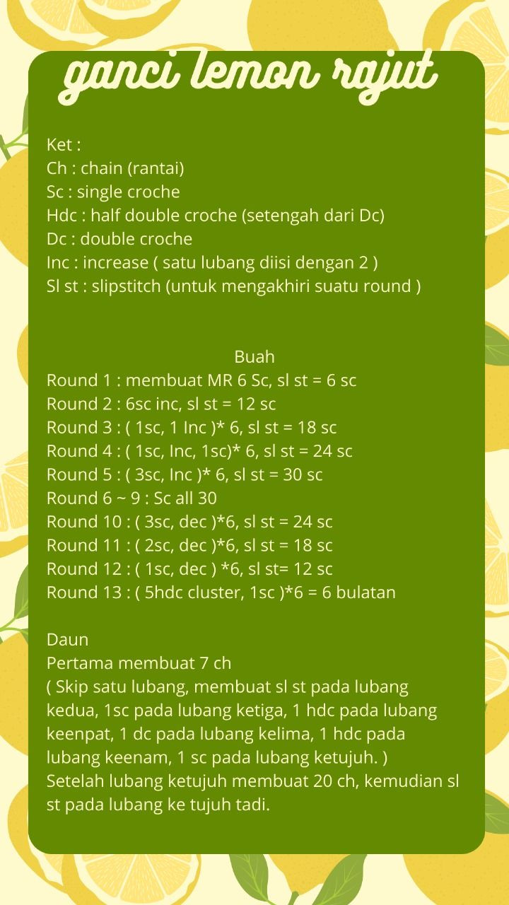 Ganci Lemon Rajut - Móc Len Chìa Khóa Trái Cây