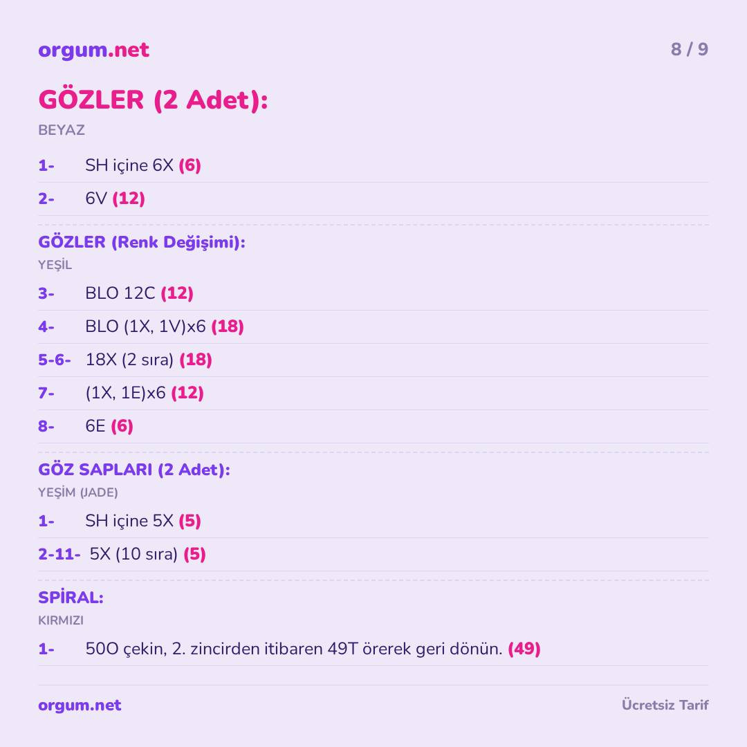 Gary Salyangoz Amigurumi Tarifi - Ücretsiz Örgü Deseni ve Malzemeler Listesi