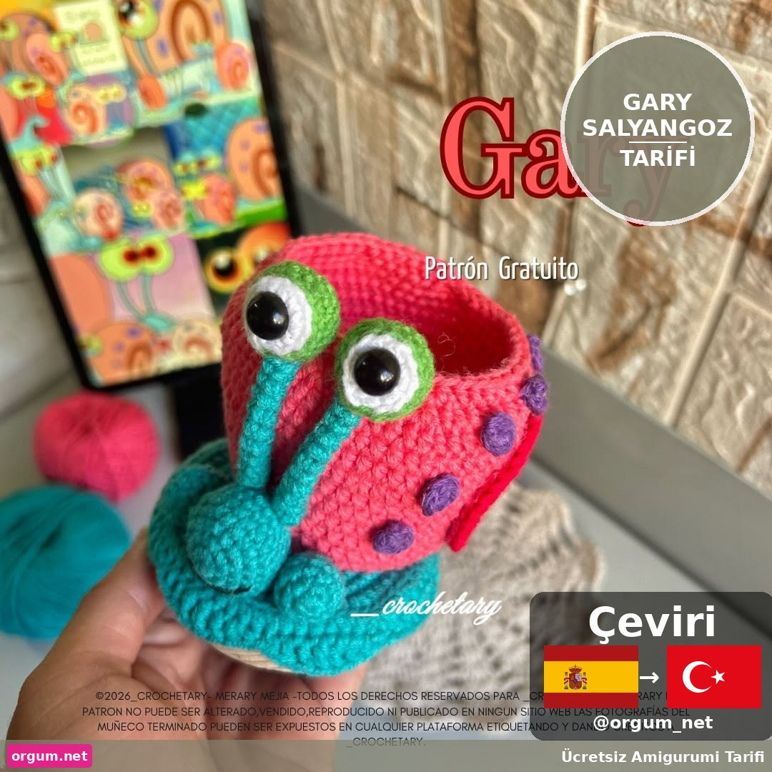 Gary Salyangoz Amigurumi Tarifi - Ücretsiz Örgü Deseni ve Malzemeler Listesi