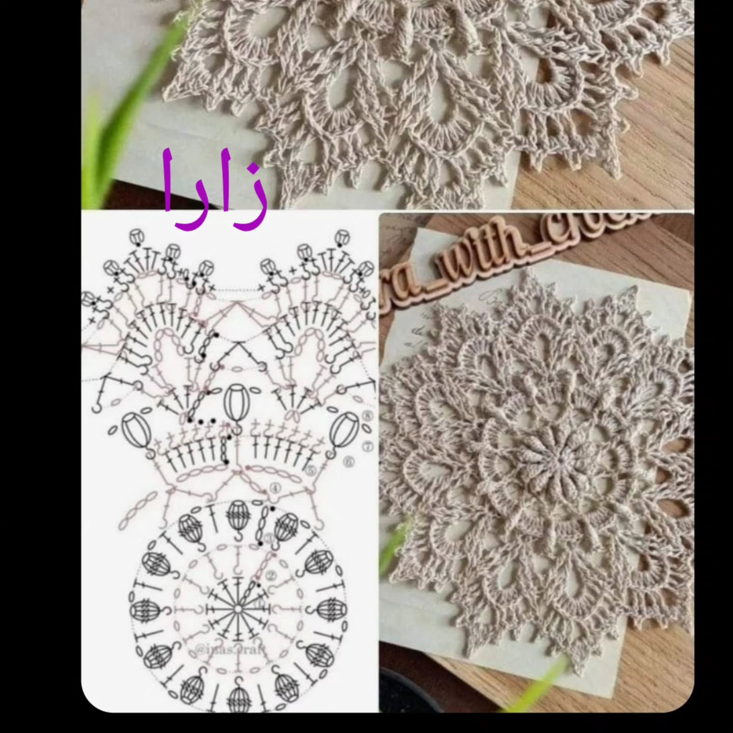 Gathering of Popular Mandala Crochet Patterns: Arora, Donah Barfi Bozorg, Zara, and Daryada Charts
