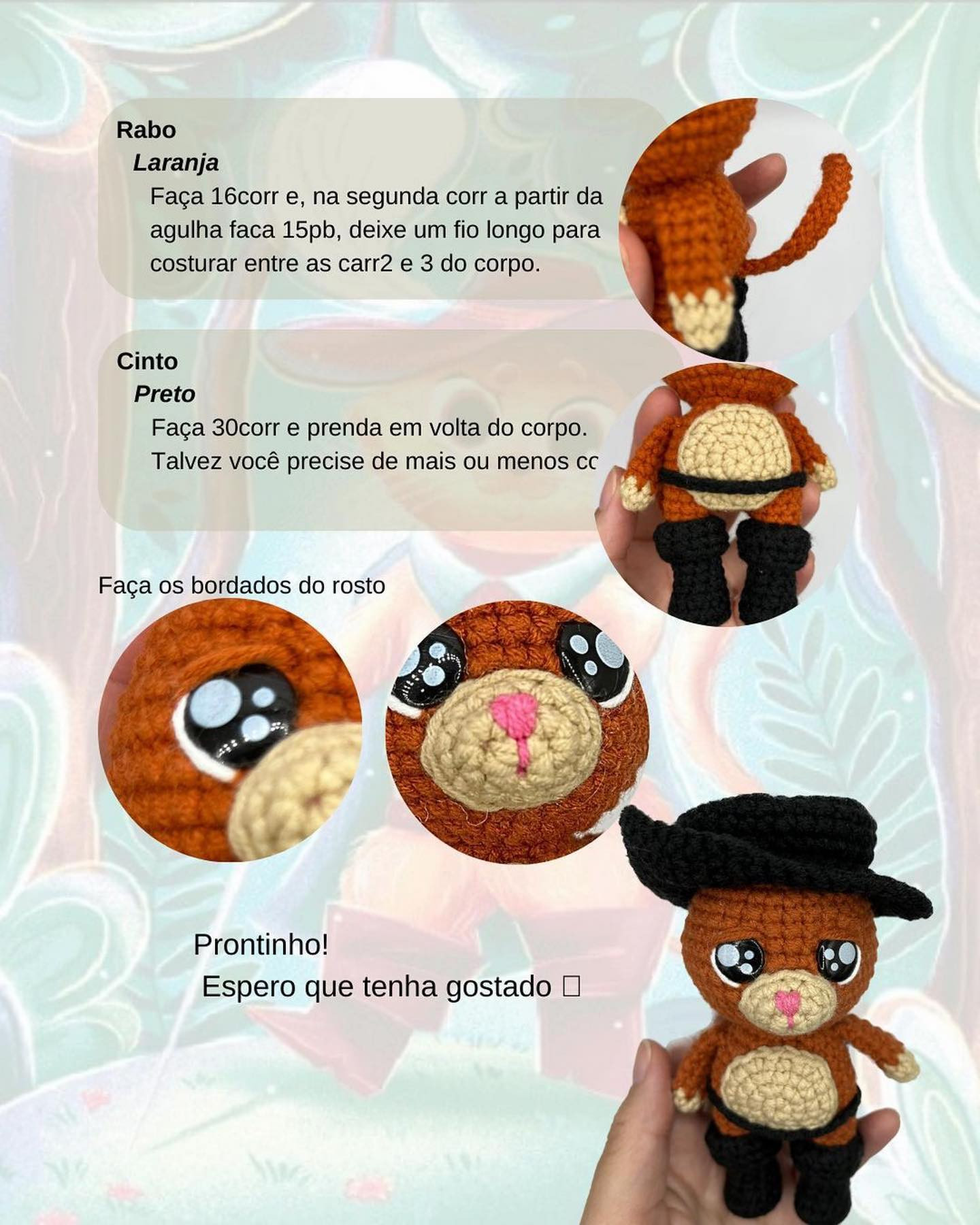 Gato de botas padrão gratuito amigurumi