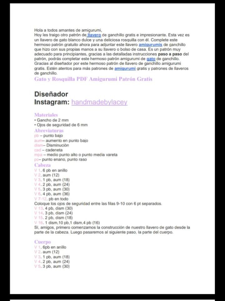 Gato y Rosquilla PDF Amigurumi Patrón Gratis