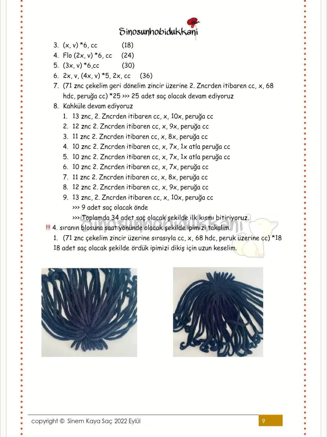 Gelinçik Elora Crochet Doll Pattern with Black Dress and Red Flower