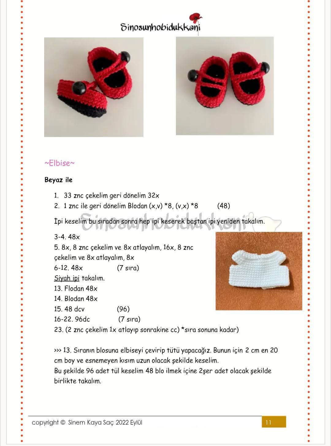 Gelinçik Elora Crochet Doll Pattern with Black Dress and Red Flower