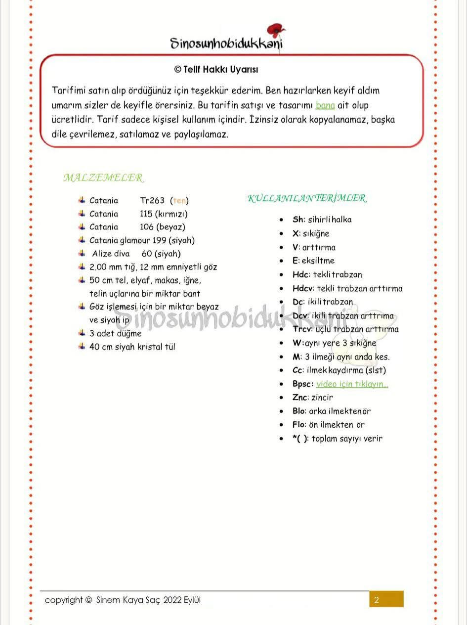 Gelinçik Elora Crochet Doll Pattern with Black Dress and Red Flower