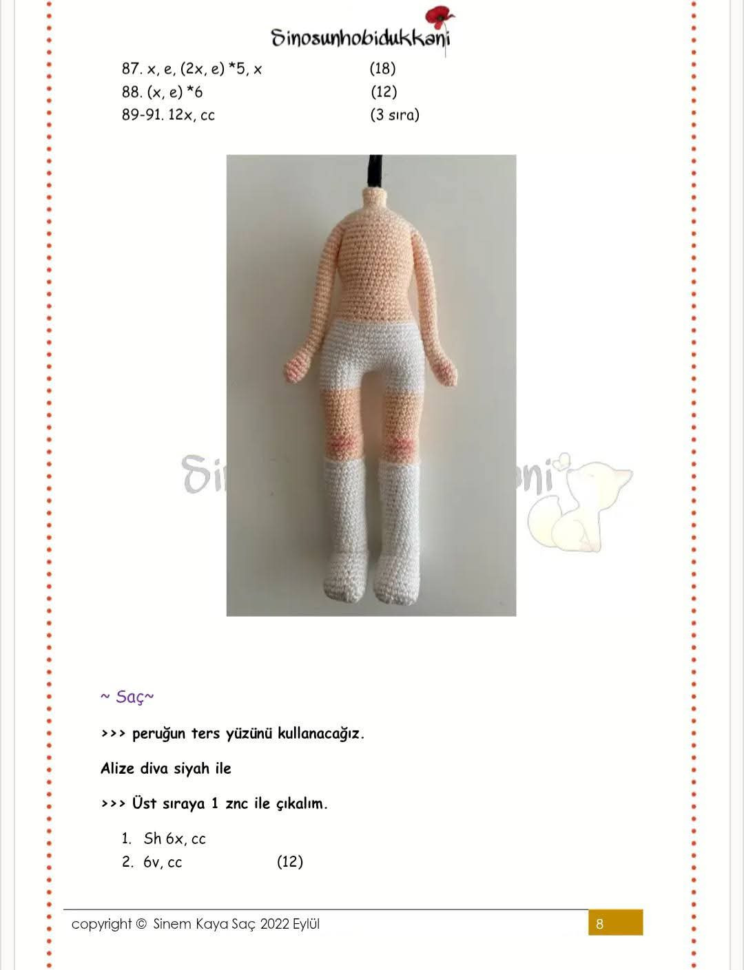 Gelinçik Elora Crochet Doll Pattern with Black Dress and Red Flower