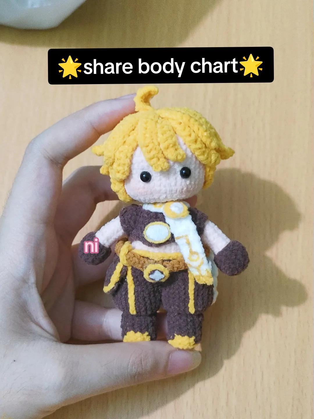 Genshin Impact Crochet Doll Body Chart: Amigurumi Pattern for Head and Torso