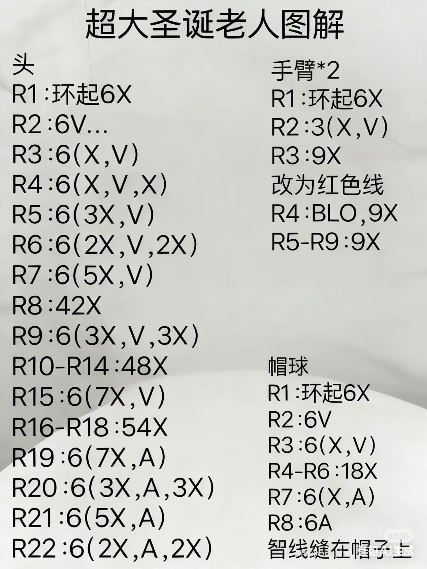 Giant Santa Claus Amigurumi Crochet Pattern Chart