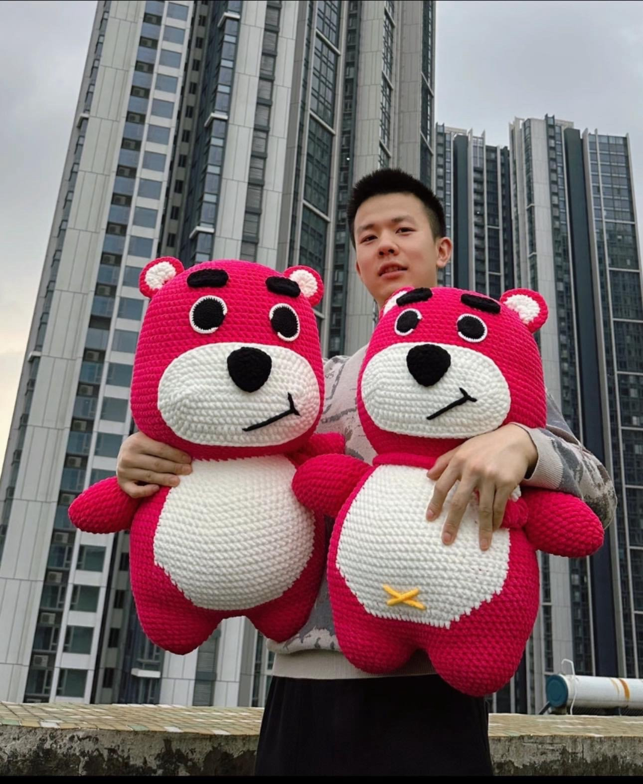 Giant Strawberry Bear Crochet Pattern Tutorial