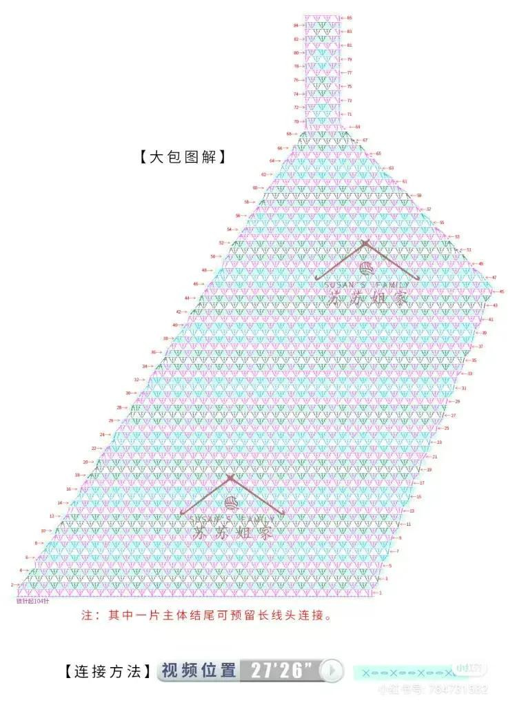 Gila Triangle Crochet Bag Pattern Chart and Assembly Guide