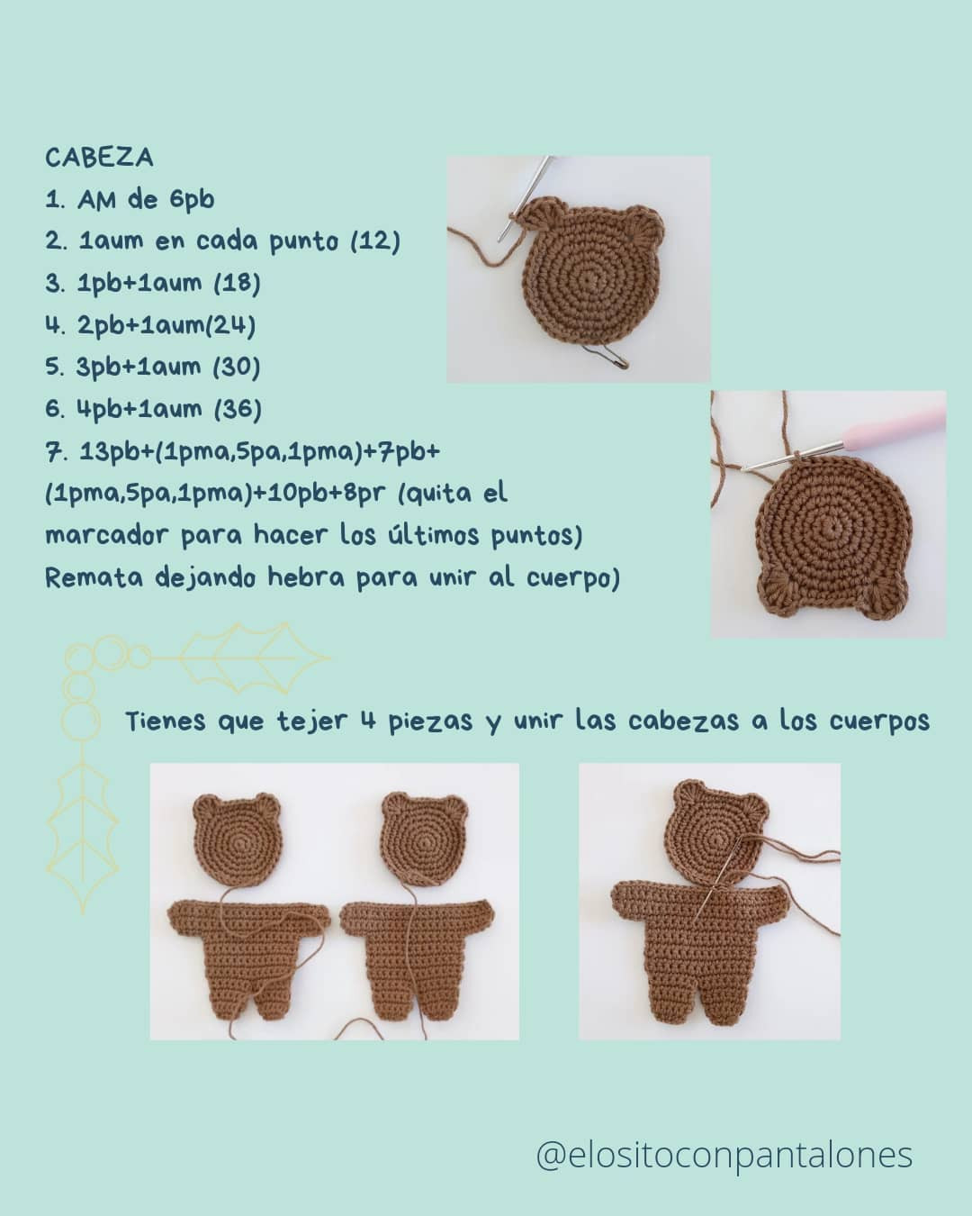 Ginger Bear Crochet Pattern: Step-by-Step Guide to Making Adorable Gingerbread Bears with Brown and White Yarn