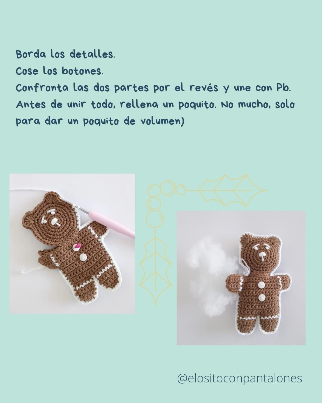 Ginger Bear Crochet Pattern: Step-by-Step Guide to Making Adorable Gingerbread Bears with Brown and White Yarn
