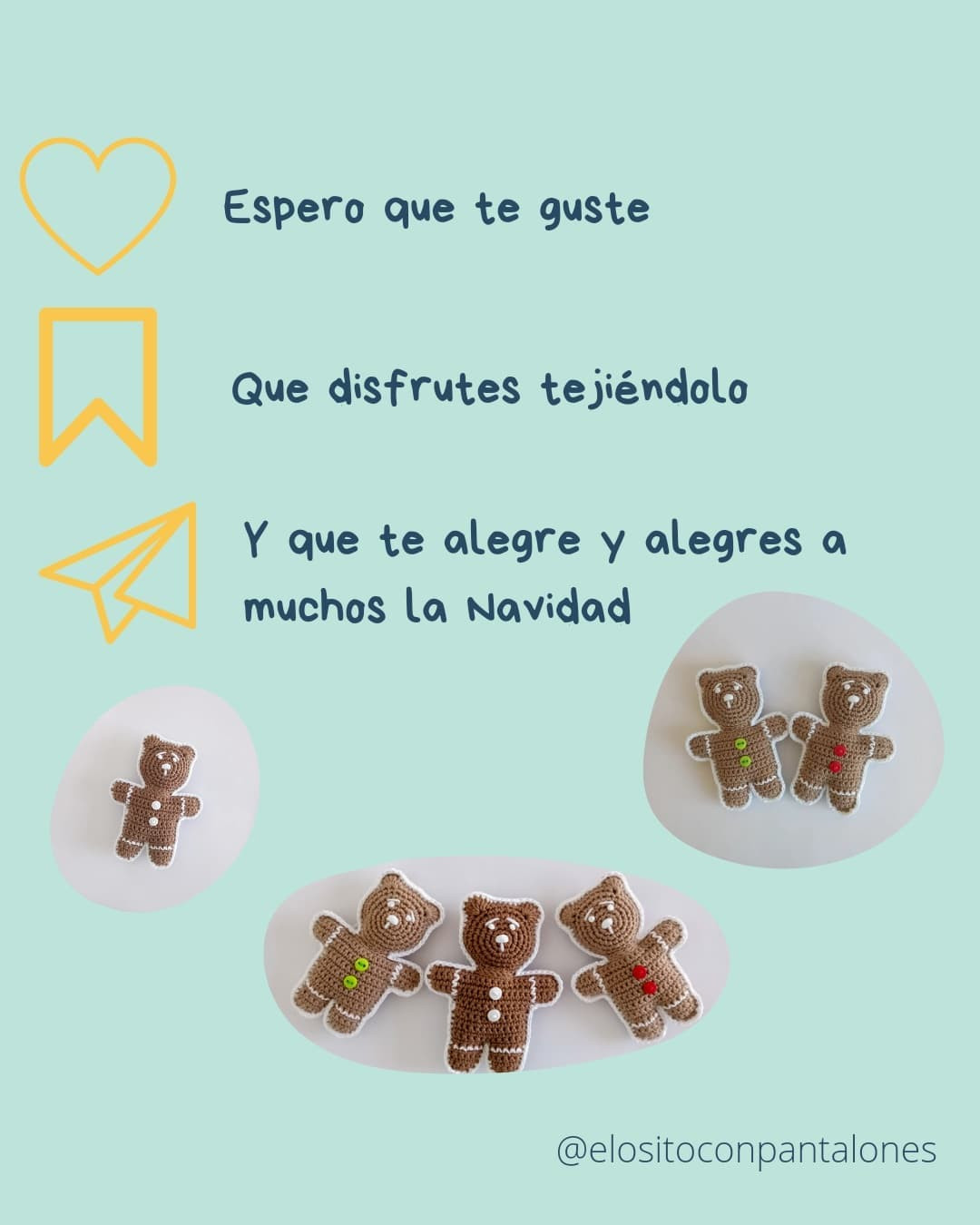 Ginger Bear Crochet Pattern: Step-by-Step Guide to Making Adorable Gingerbread Bears with Brown and White Yarn
