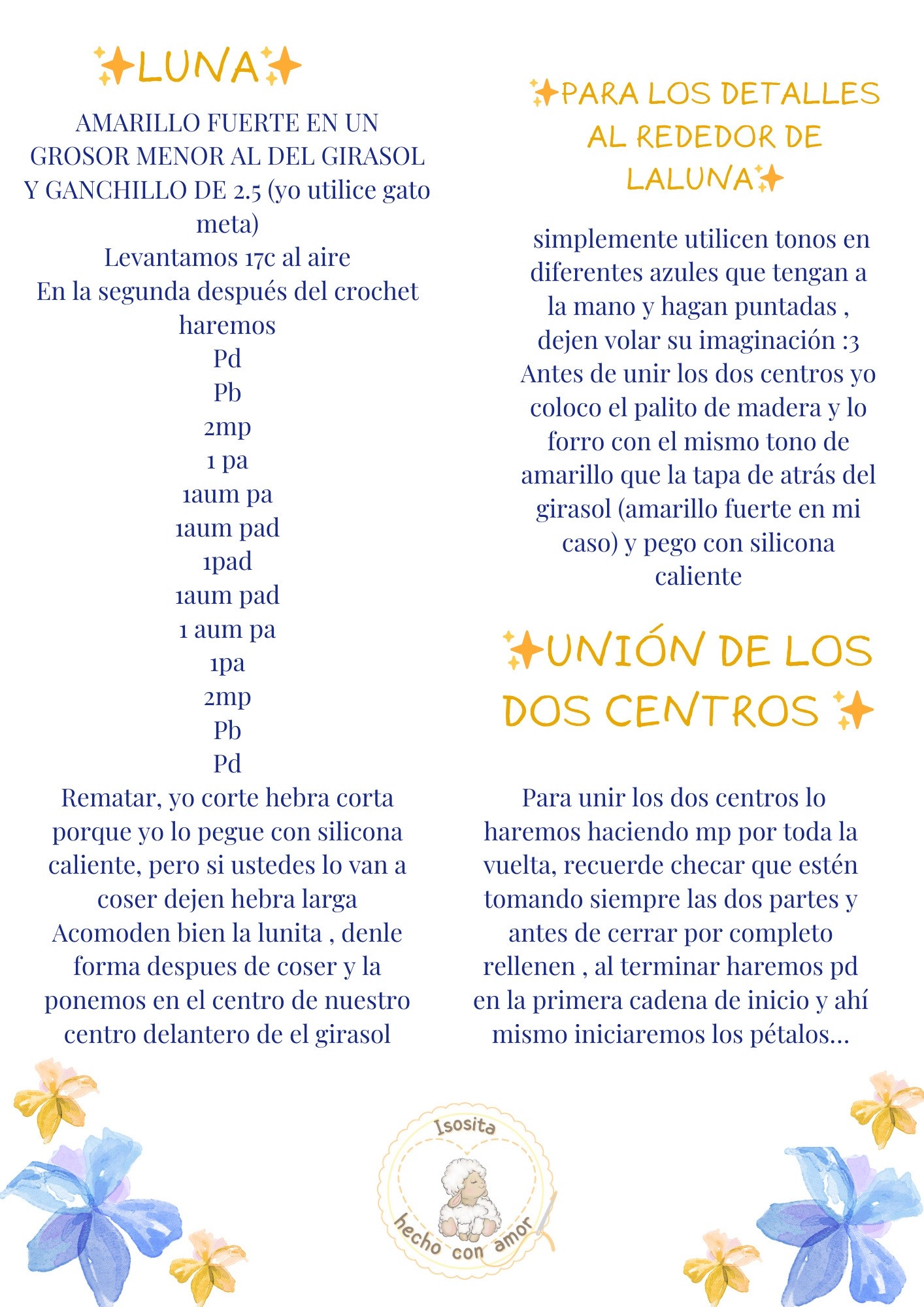 Girasol de la noche estrellada - Patrón Crochet Inspirado en Van Gogh