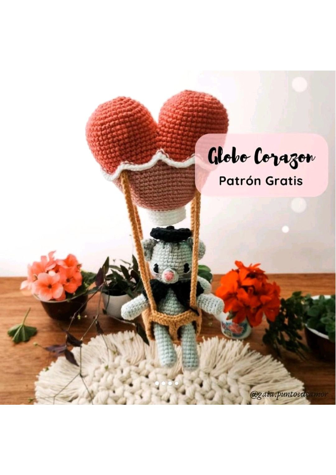 Globo Corazón: Patrón Gratis Amigurumi Gấu