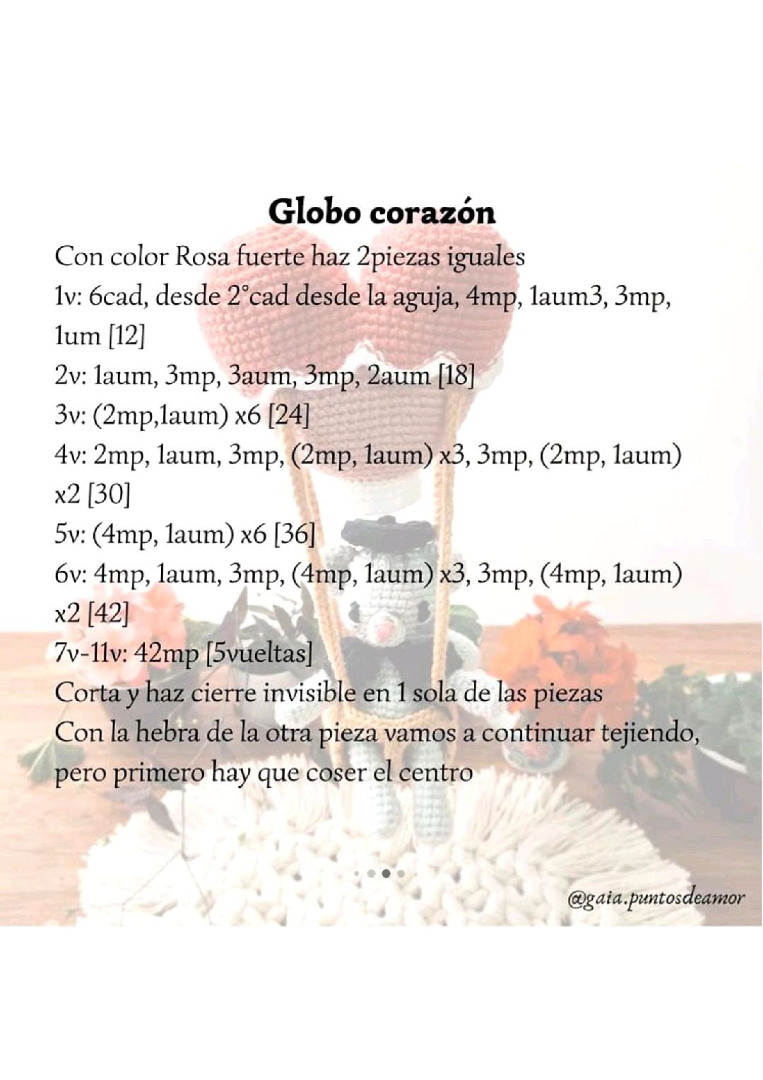 Globo Corazón: Patrón Gratis Amigurumi Gấu