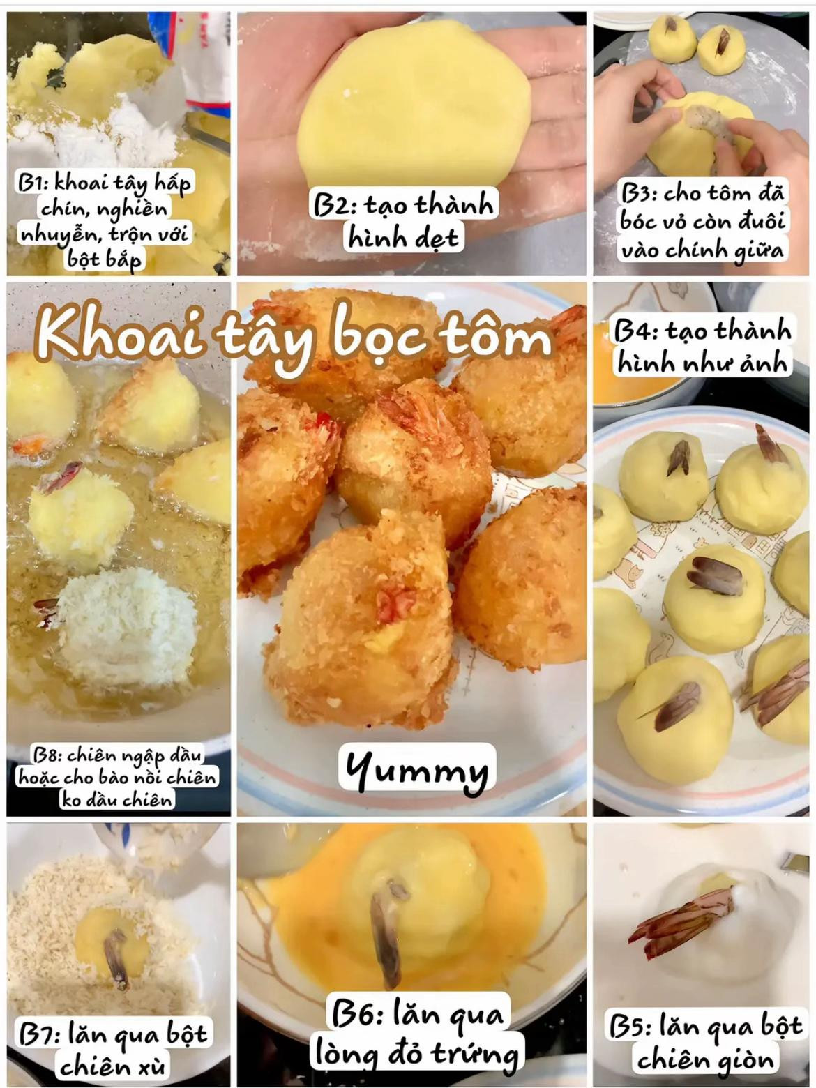 Gợi ý 4 món ngon từ tôm: Canh nấm đông cô nhồi tôm, khoai tây bọc tôm, rong biển cuộn tôm và bơ tỏi xào tôm