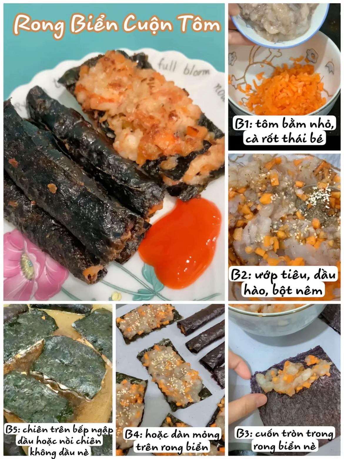 Gợi ý 4 món ngon từ tôm: Canh nấm đông cô nhồi tôm, khoai tây bọc tôm, rong biển cuộn tôm và bơ tỏi xào tôm