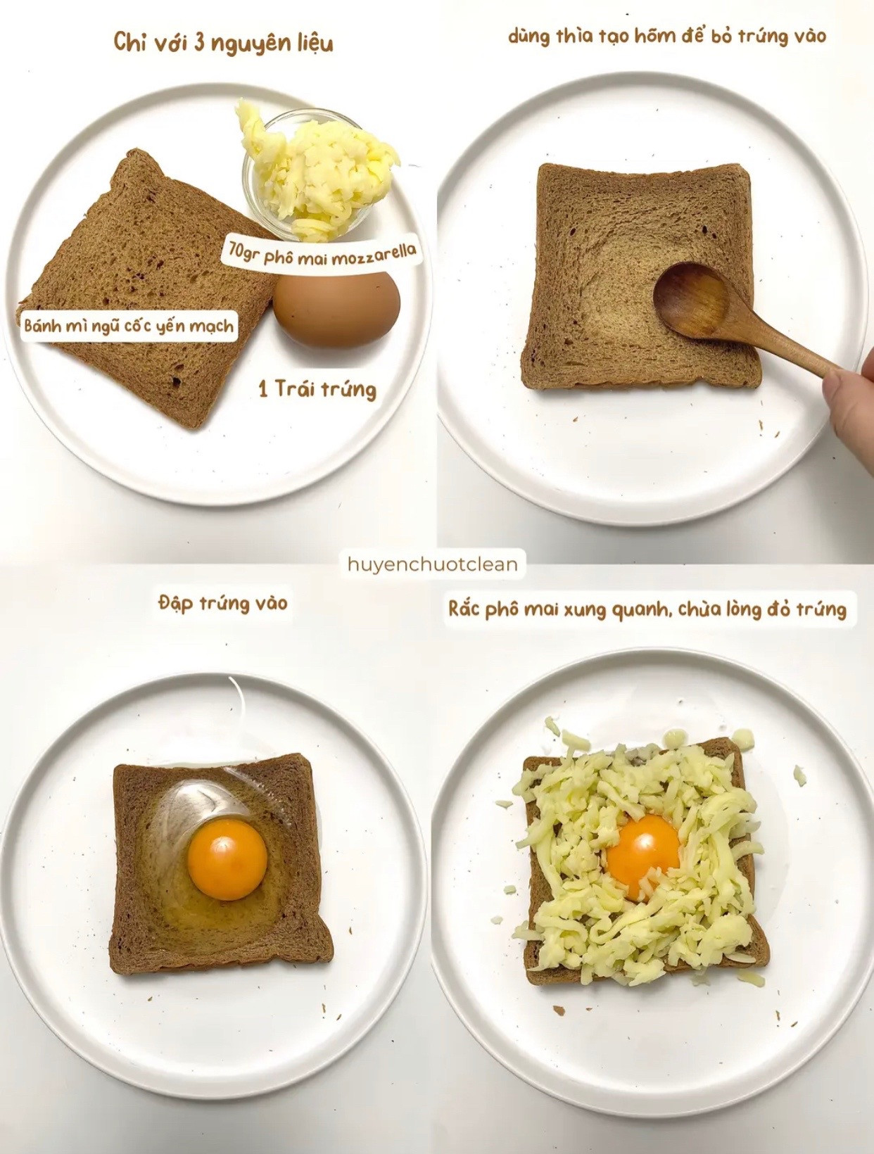 Gợi ý ăn sáng nhanh mà vẫn healthy chỉ với 3 nguyên liệu: Bánh mì ngũ cốc yến mạch, trứng và phô mai mozzarella nướng giòn