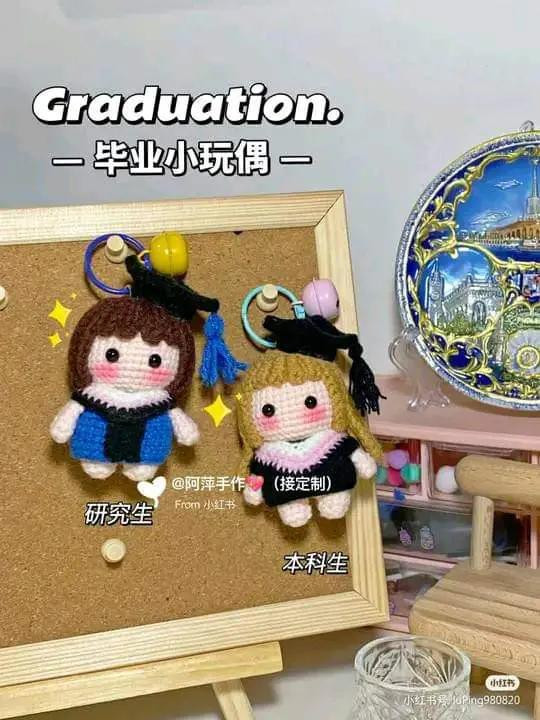 Graduation Crochet Doll Pattern: Amigurumi Student Keychain Tutorial with Written Instructions