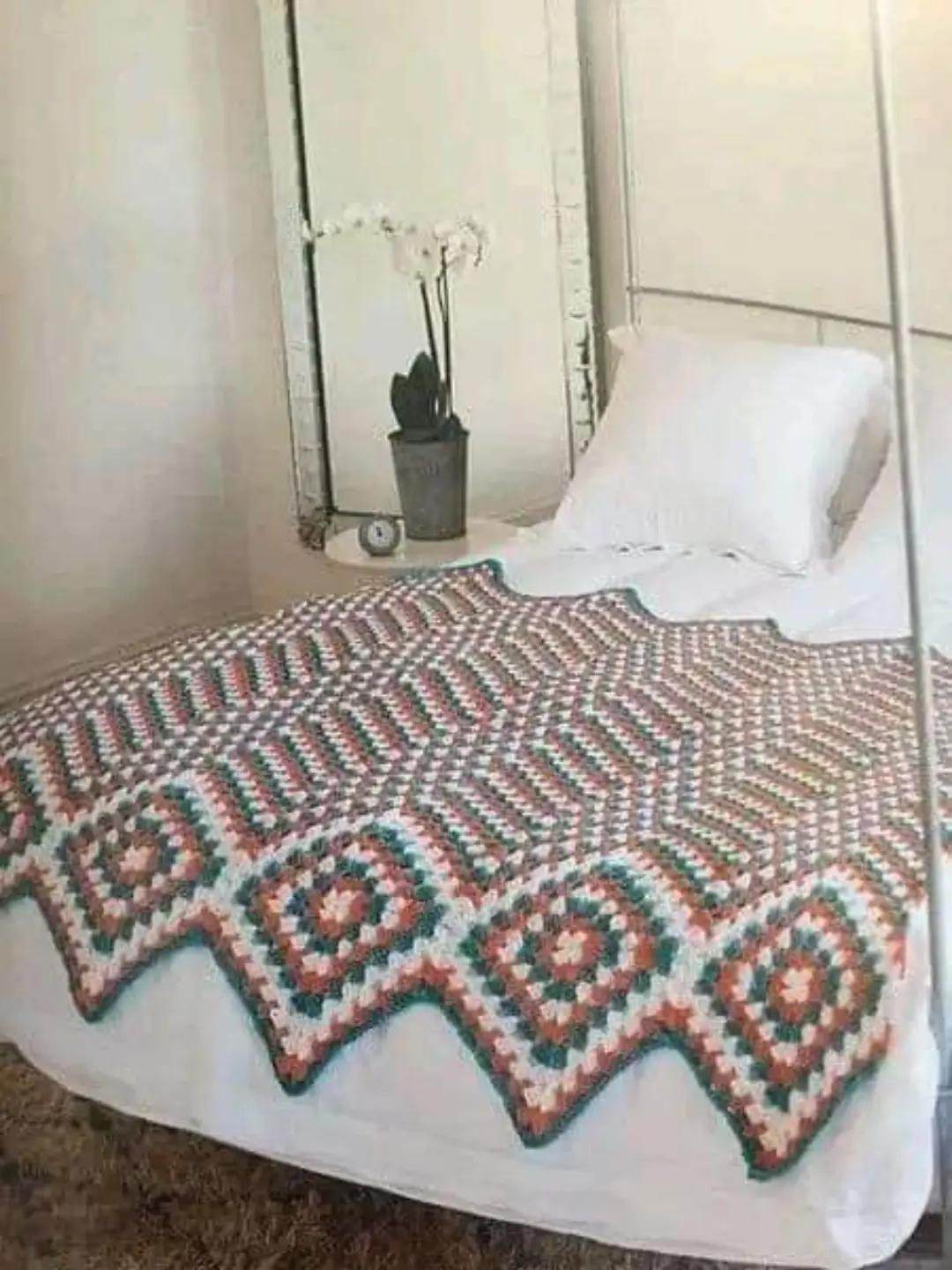 Gráfico Manta Crochet: Motivo Quadrado e Ponto Fantasia Zig Zag