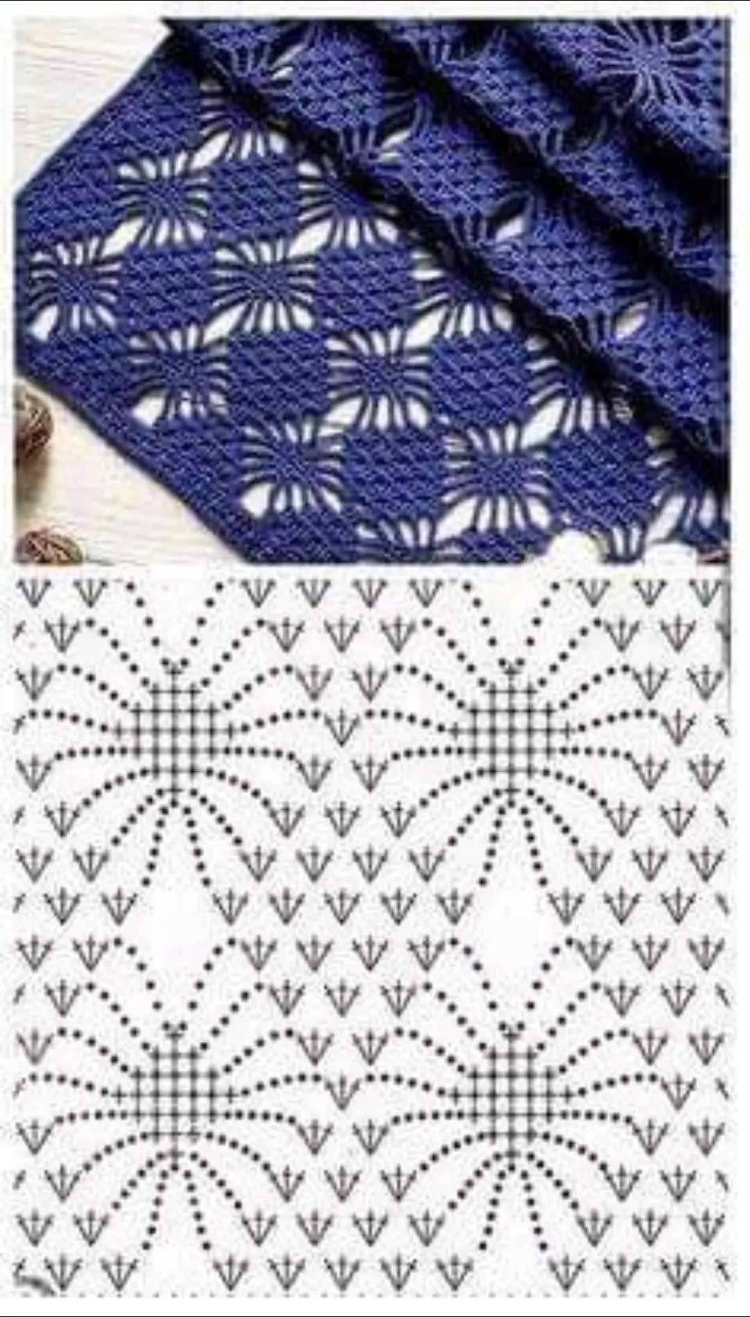 Gráfico Manta Crochet: Motivo Quadrado e Ponto Fantasia Zig Zag