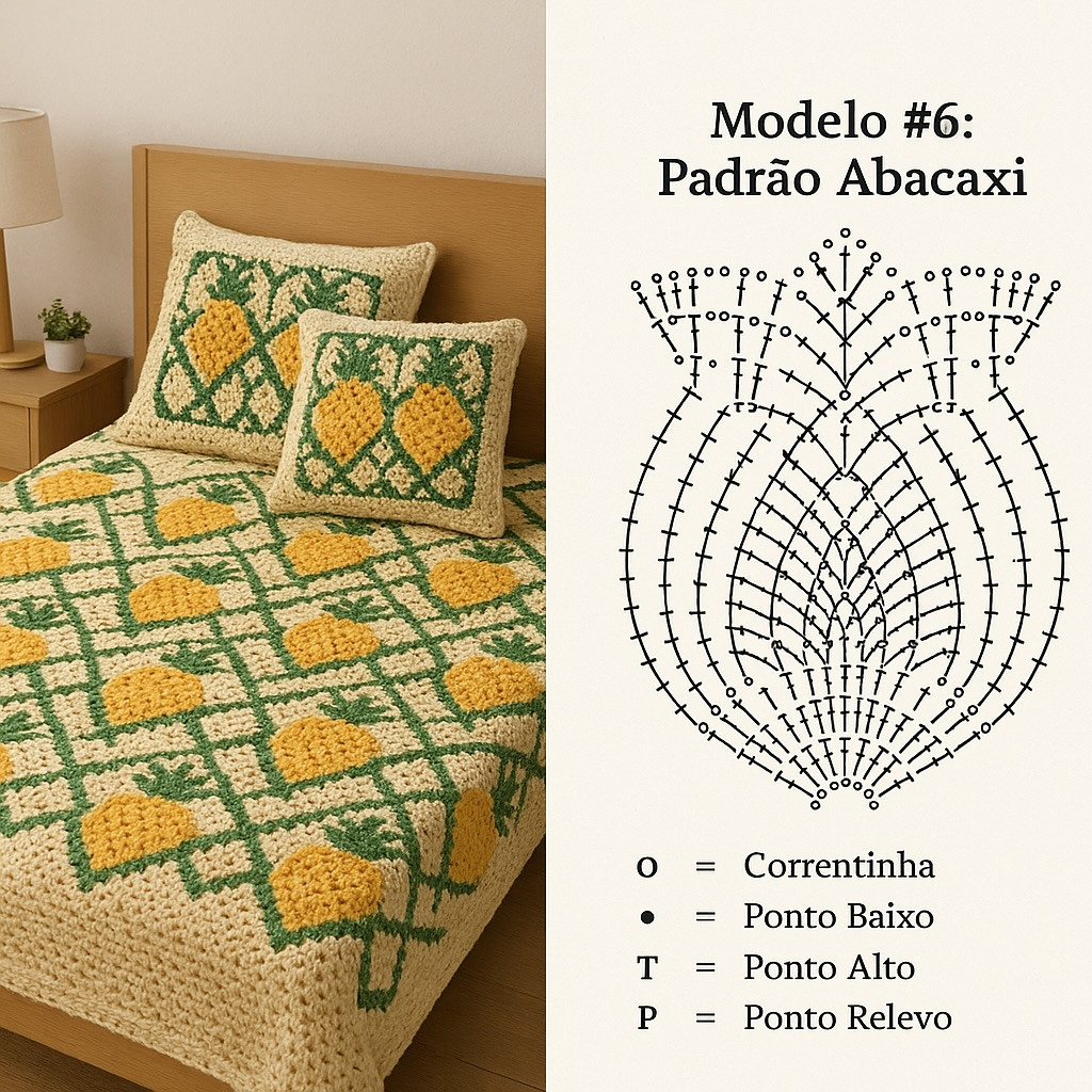 Gráficos de Crochê: Padrão Borboletas e Abacaxi - Modelo #4 e #6 com Legenda
