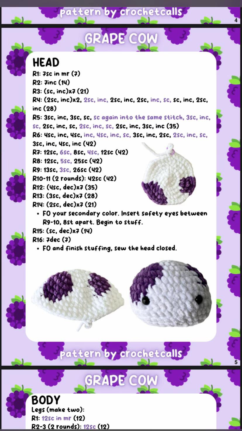 Grape Cow Amigurumi Crochet Pattern by Crochetcalls