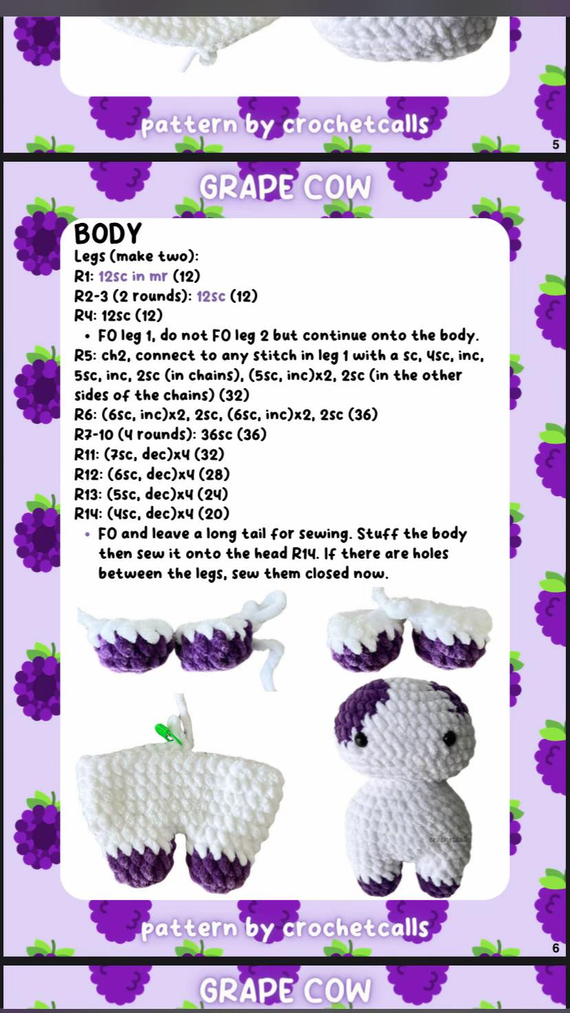 Grape Cow Amigurumi Crochet Pattern by Crochetcalls