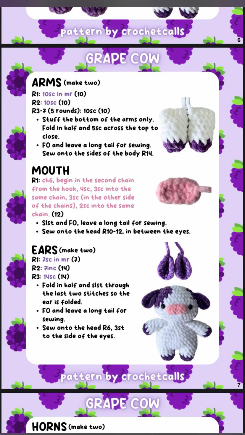 Grape Cow Amigurumi Crochet Pattern by Crochetcalls