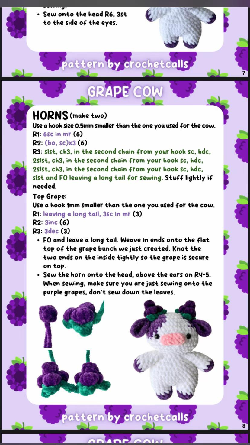 Grape Cow Amigurumi Crochet Pattern by Crochetcalls