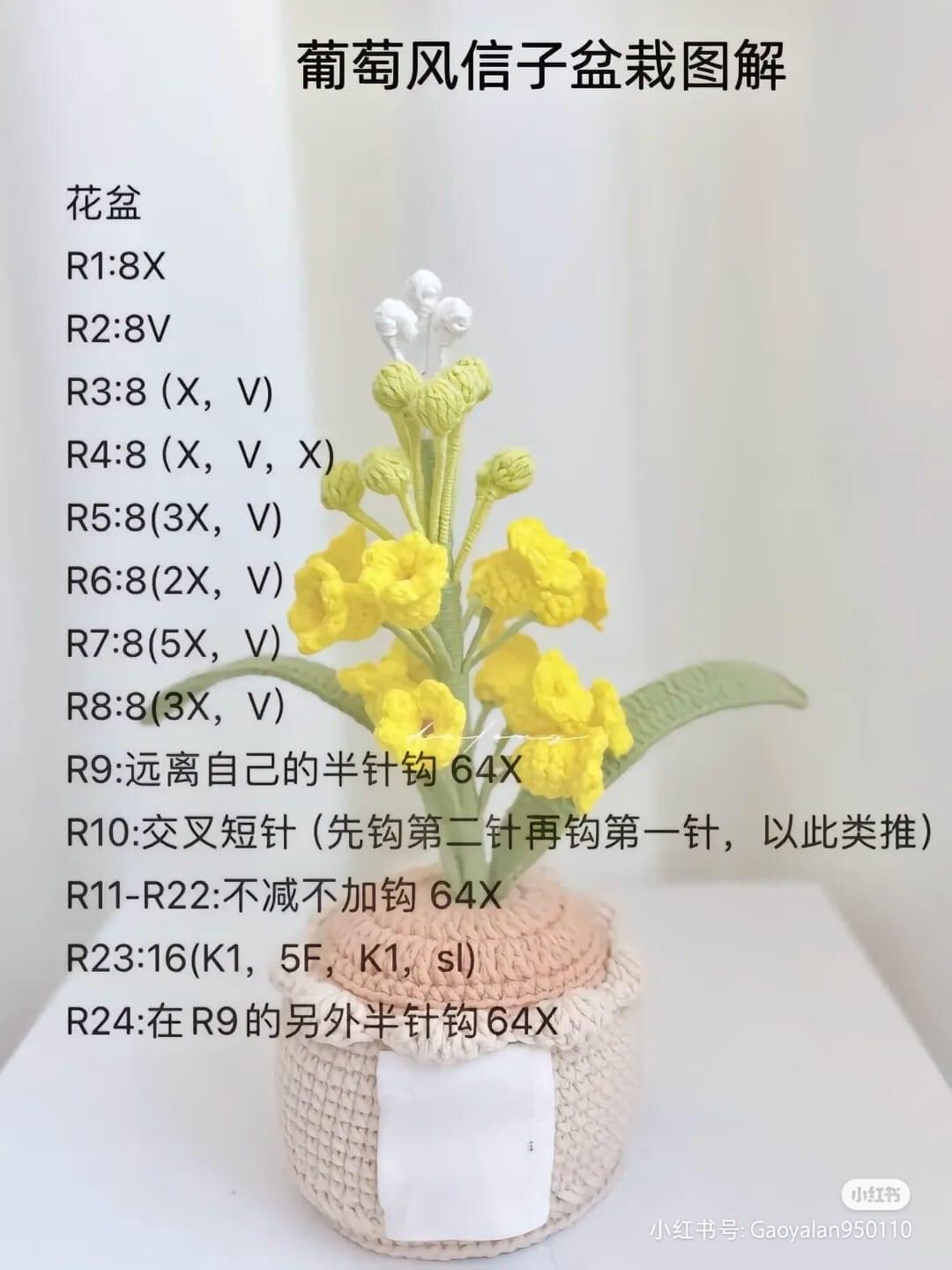 Grape Hyacinth Potted Plant Crochet Pattern Tutorial