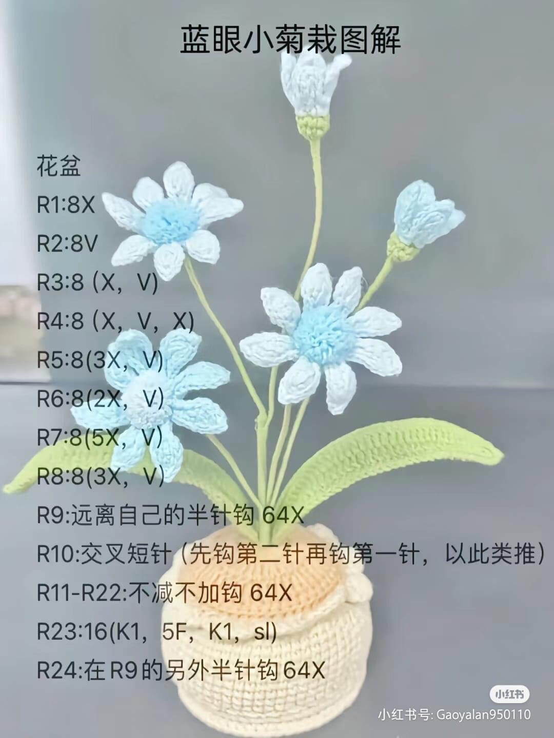 Grape Hyacinth Potted Plant Crochet Pattern Tutorial