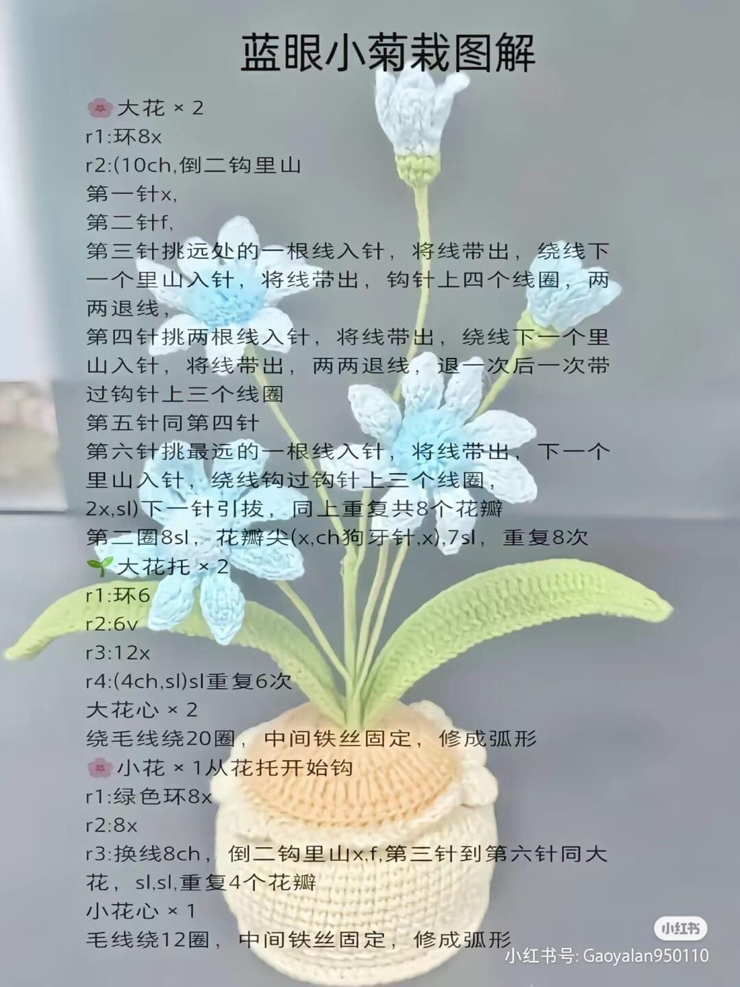 Grape Hyacinth Potted Plant Crochet Pattern Tutorial