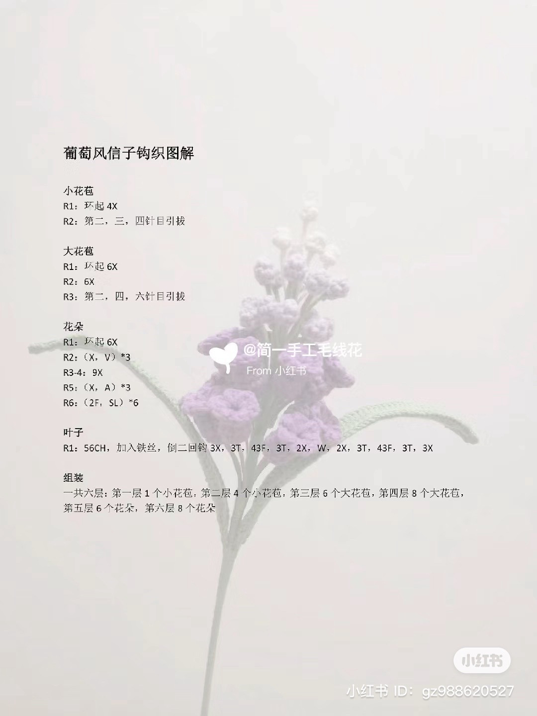 Grape Muscari Crochet Flower Pattern Tutorial