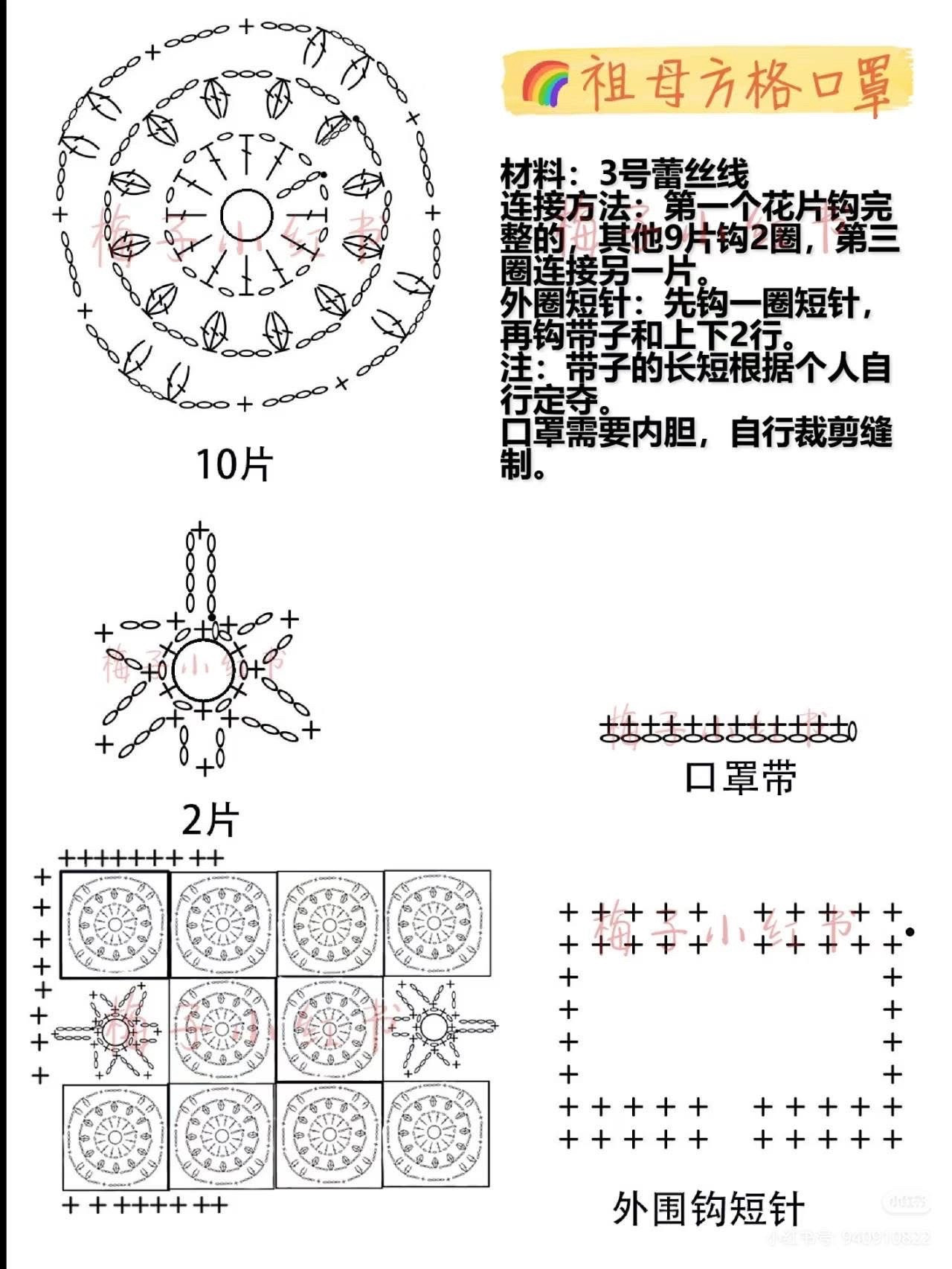 Green Crochet Bag with Cute Rabbit and Pattern Chart