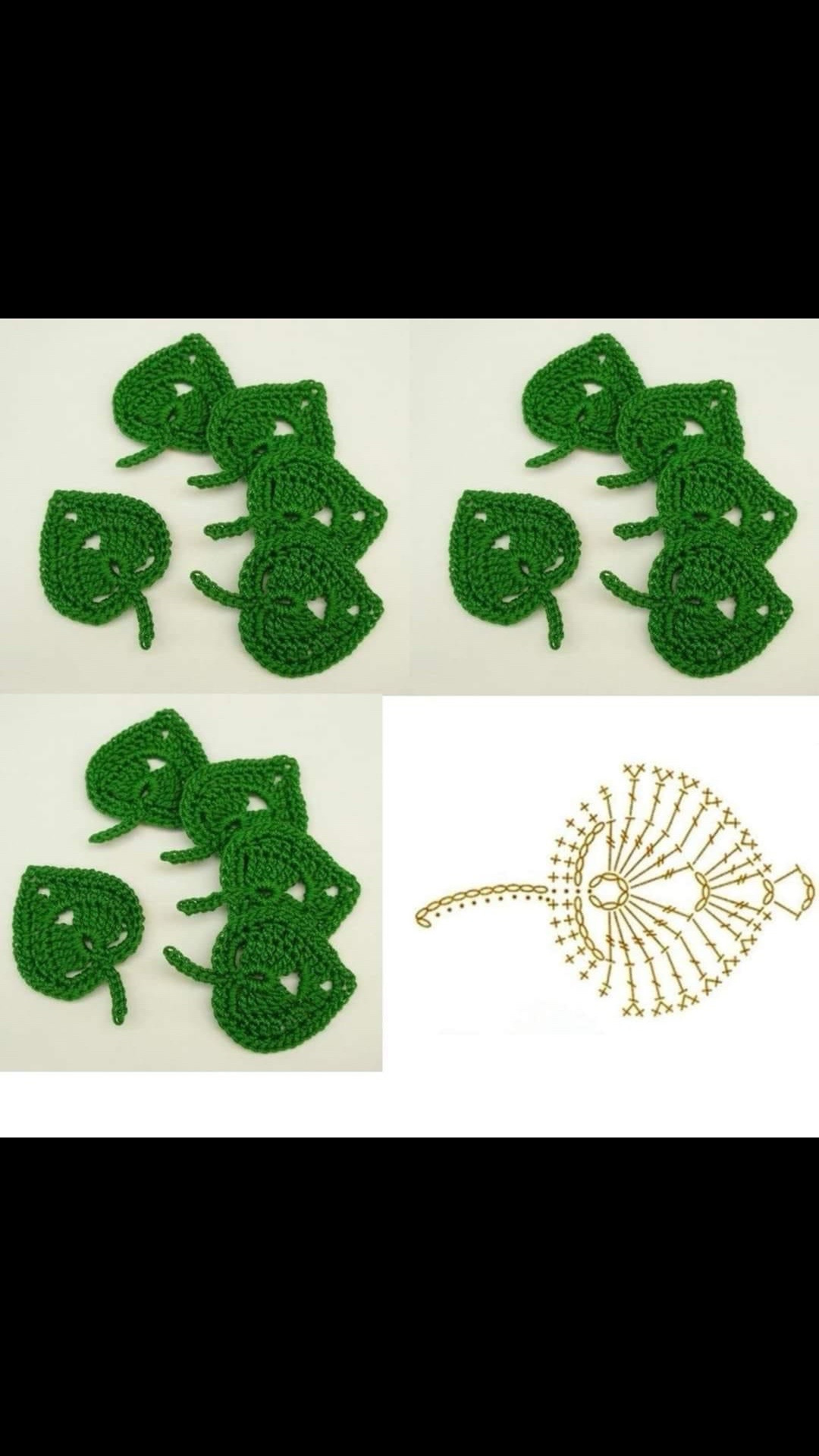 Green Crochet Leaf Flat Chart Pattern and Tutorial