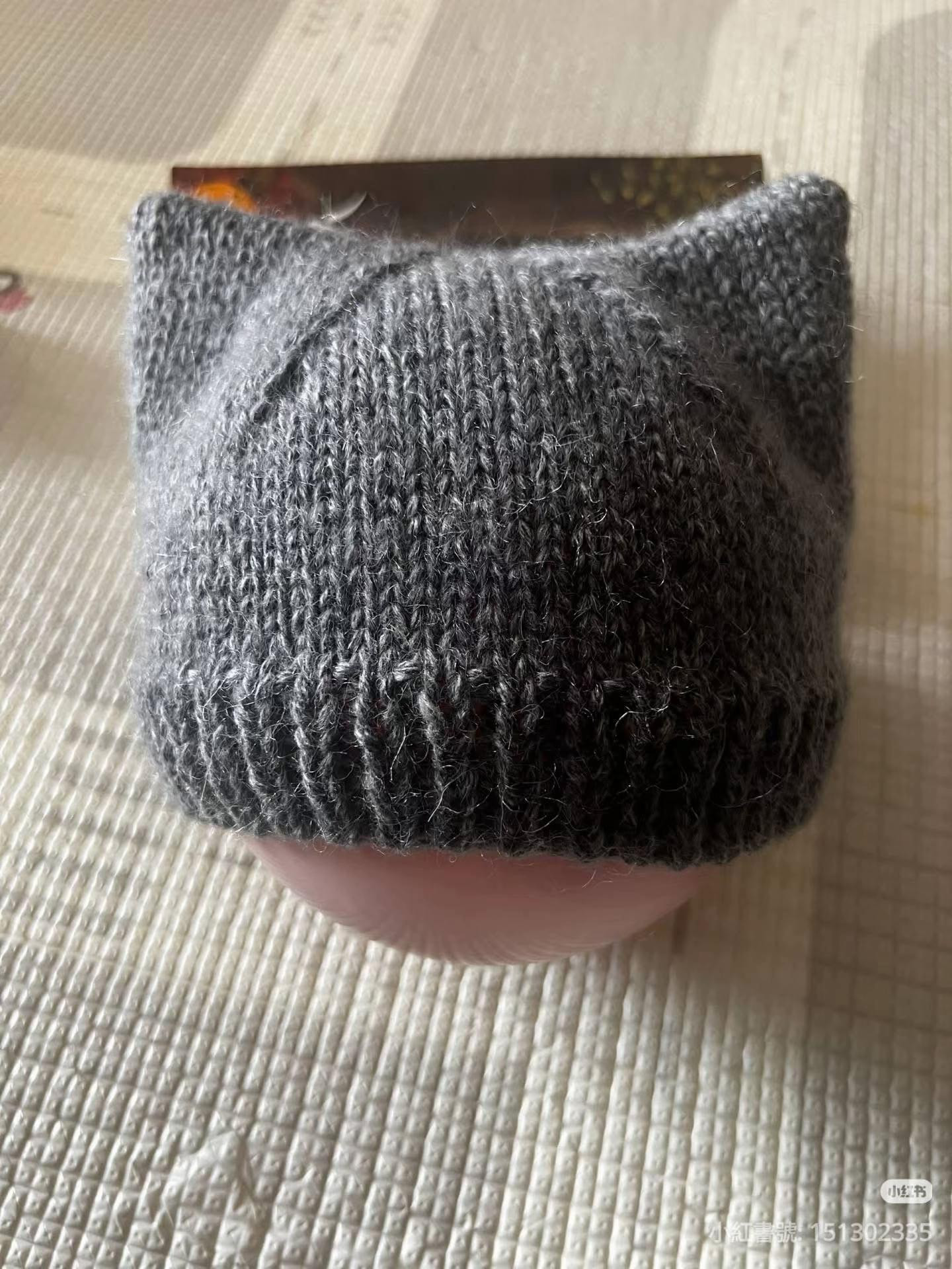 Grey Cat Ear Beanie Knitting Pattern Chart and Instructions