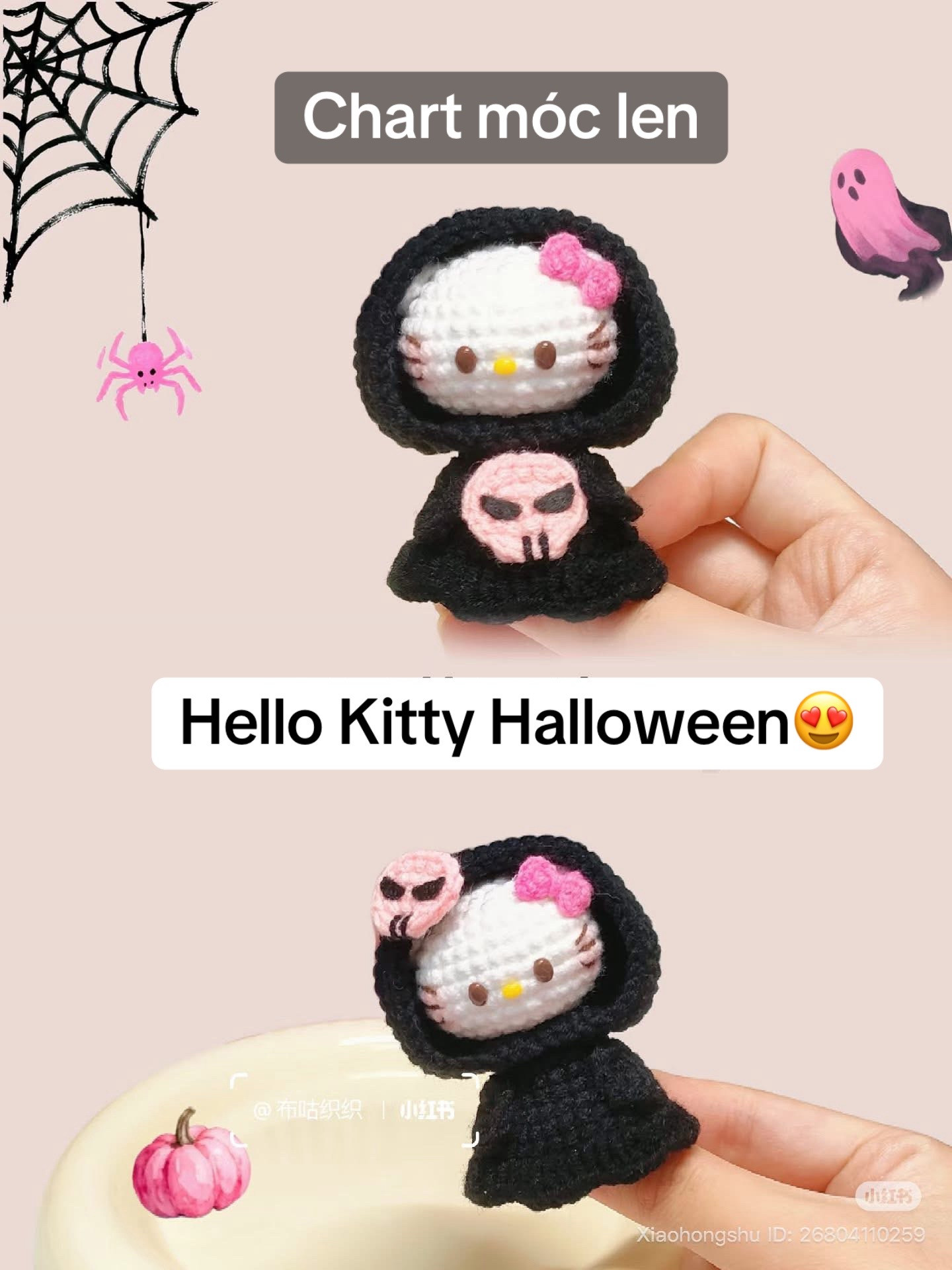 Grim Reaper Hello Kitty Crochet Pattern Chart