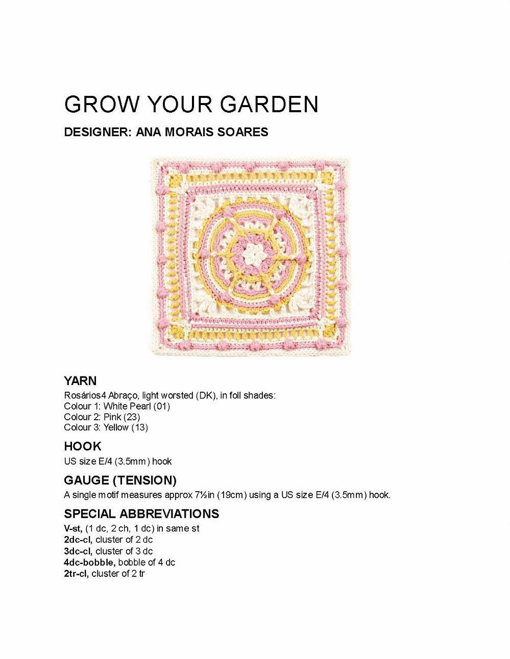 Grow Your Garden Granny Square Crochet Pattern and Chart by Ana Morais Soares