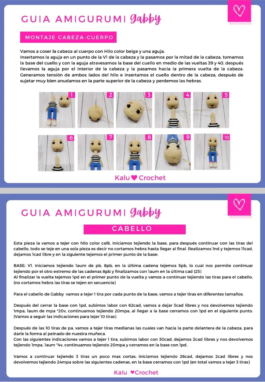 Guía Amigurumi Gabby: Patrón completo con materiales y pasos detallados