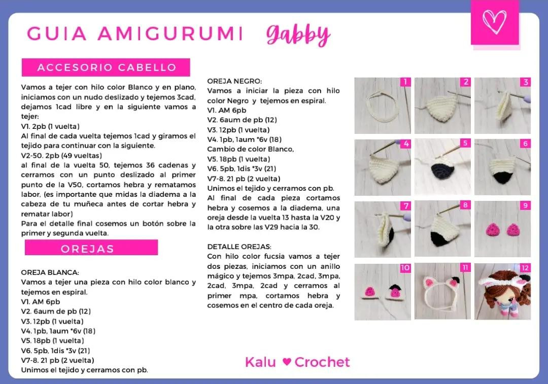 Guía Amigurumi Gabby: Patrón completo con materiales y pasos detallados