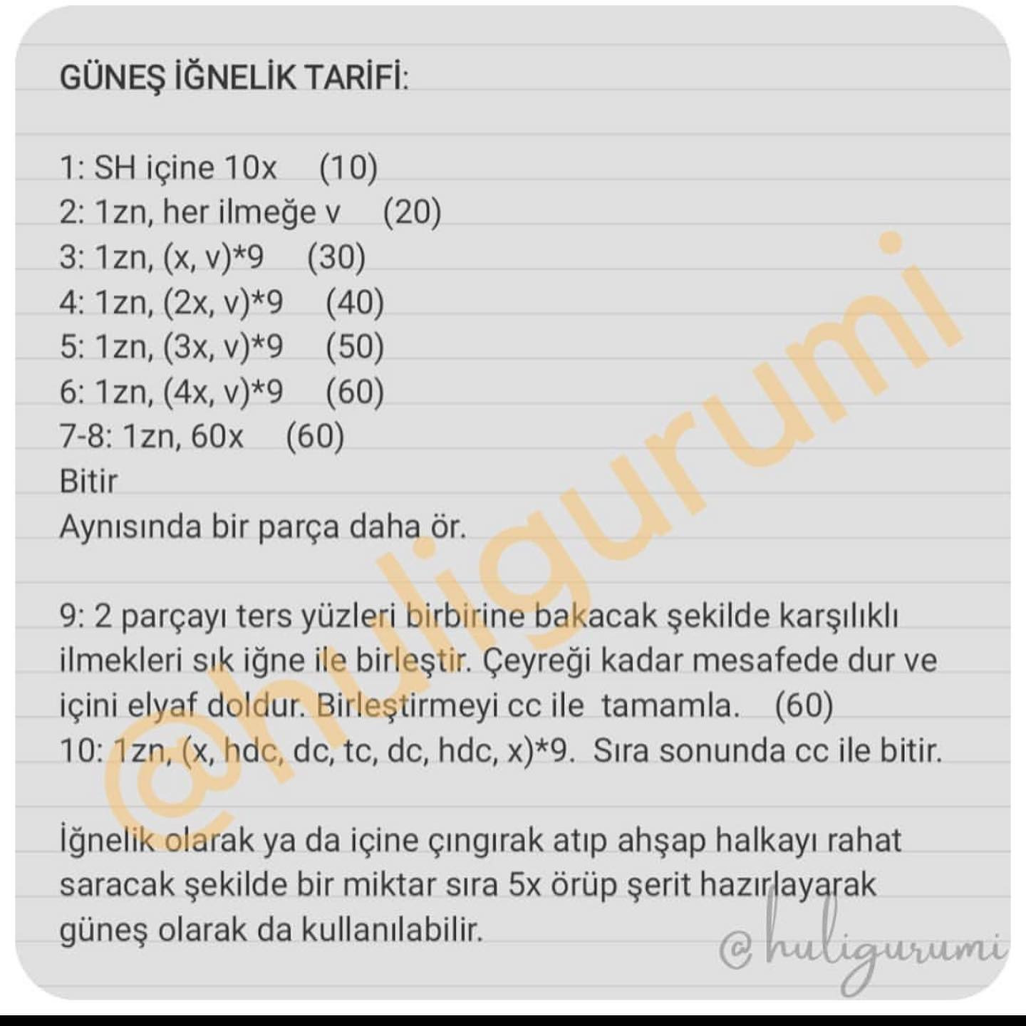 Güneş İğnelik Tarifi: Móc len hình mặt trời làm giá đỡ kim