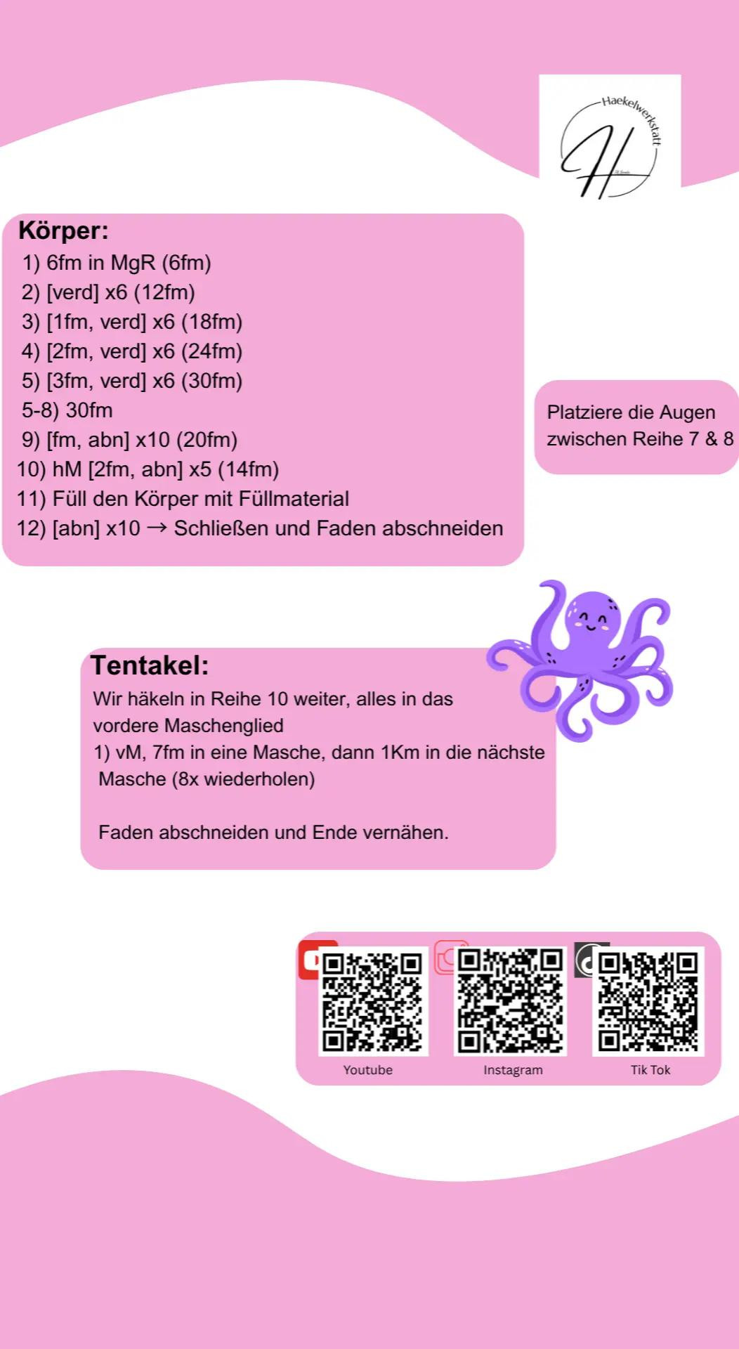 Häkelanleitung: Süßer Amigurumi Oktopus - Kostenlose Anleitung