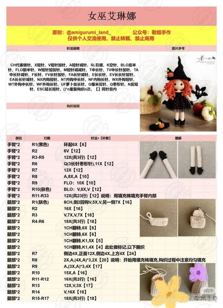 Halloween Witch Amigurumi Crochet Pattern Tutorial