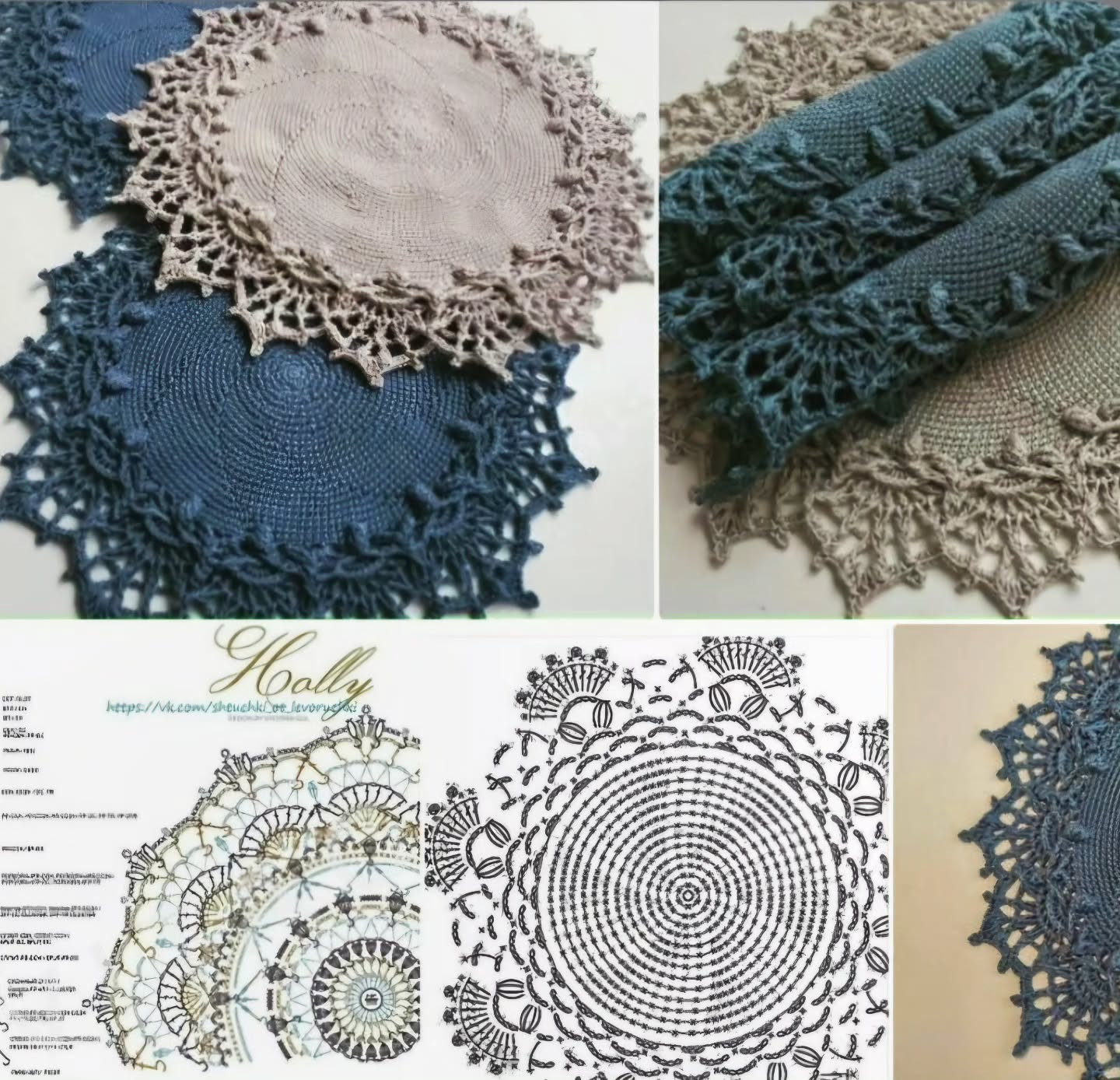 Hally Mandala Round Placemat Crochet Chart and Finished Pattern