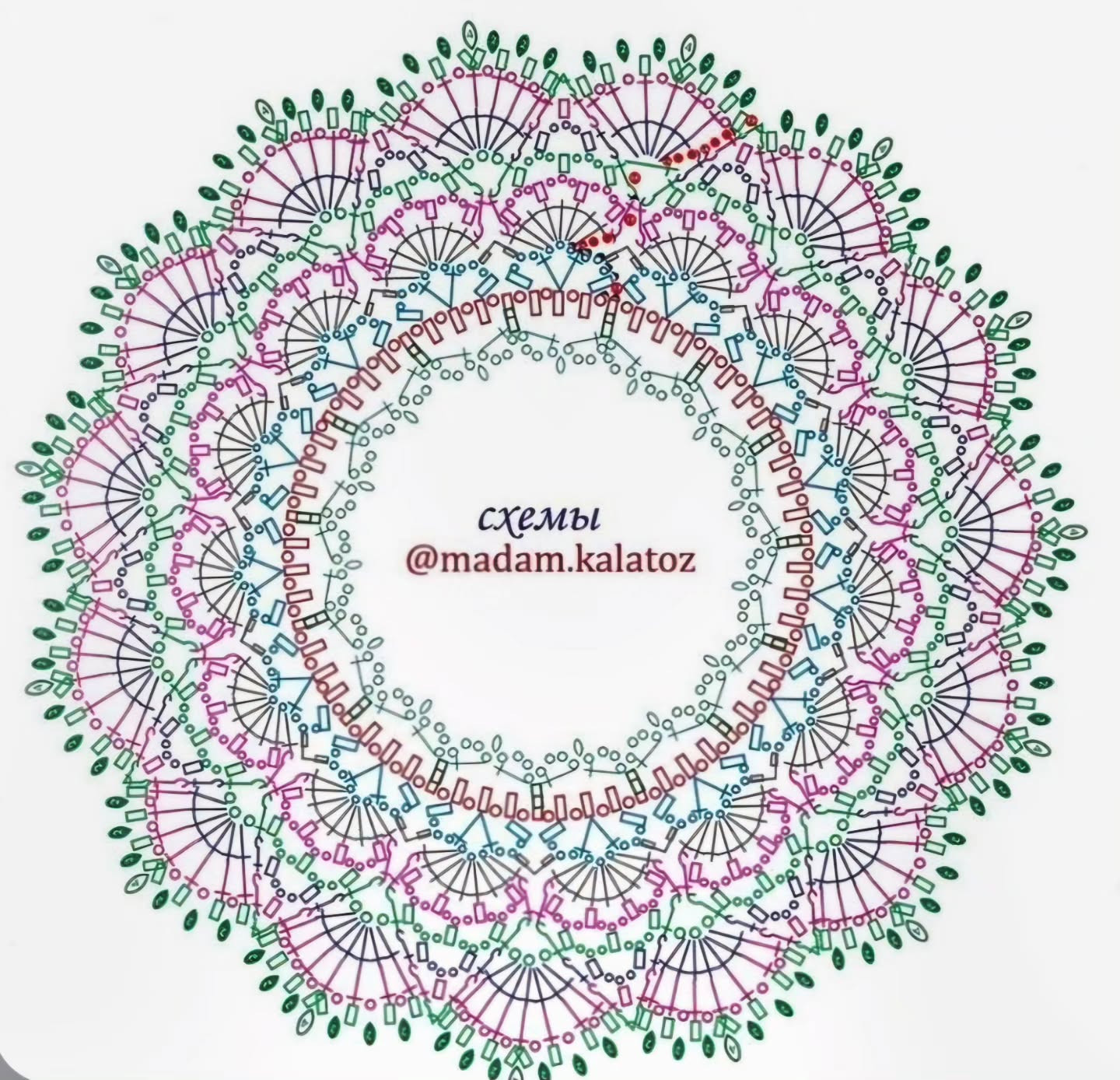 Hally Mandala Round Placemat Crochet Chart and Finished Pattern