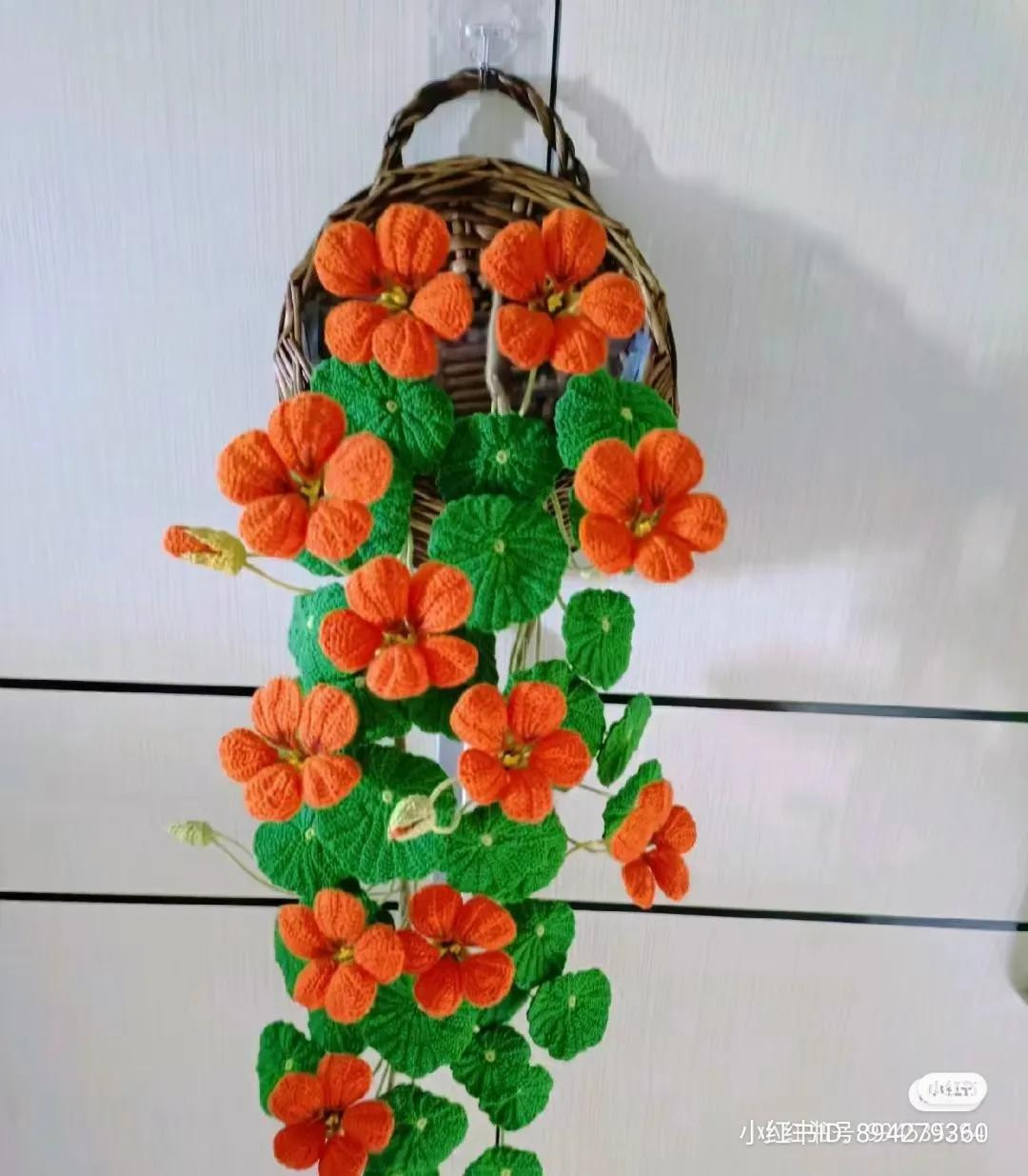 Hand-drawn Crochet Chart for Nasturtium Flowers and Leaves