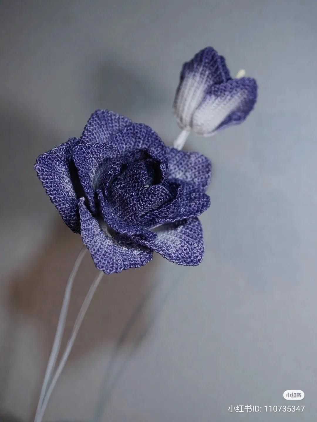 Hand-drawn Crochet Pattern Chart for Purple Gradient Tulip Flower